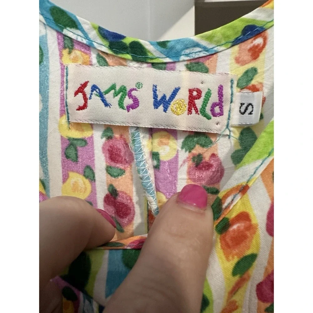 Jams World Dress Womens Small Floral Maxi Pockets Colorful Rainbow 90s #Z6-8 - Picture 2 of 7